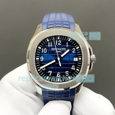 Swiss Replica Patek Philippe Aquanaut Blue Dial Blue Rubber Strap BBF Watch 